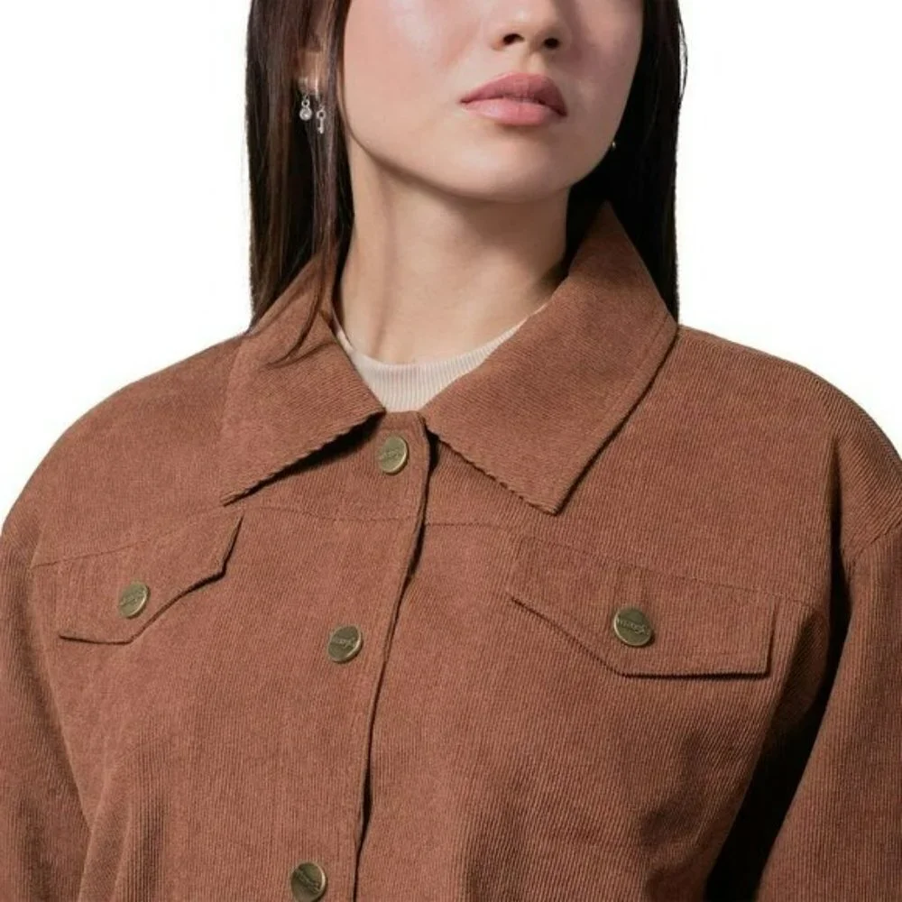 NWT Wrangler Women's Lightweight Corduroy Cropped Snap Button Up Shirt Jacket - Picture 3 of 6